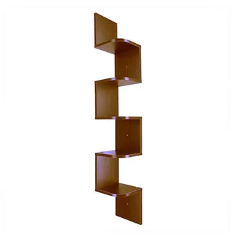 

Corner Shelf, 5-Tier Floating Wall Shelf with Zigzag Design, Bookshelf, Home Furniture
