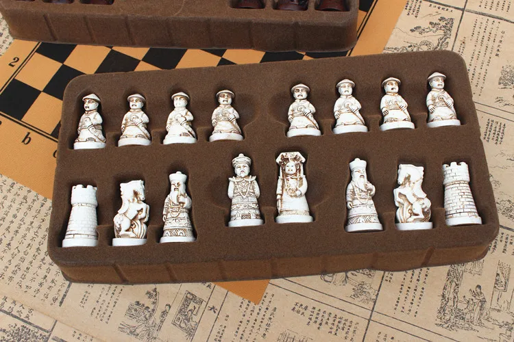 Antique Chess Medium Size PVC Chessboard Qing Pawn Chess Pieces Figure Shape Child Gift Toys Kids Set Board Game Home