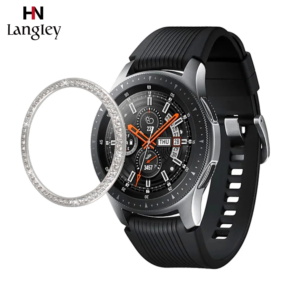 Алмазный металлический ободок чехол для samsung Galaxy Watch 42 мм/46 мм gear S3 клеющаяся
