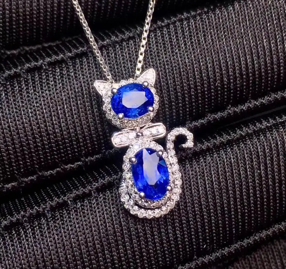 Сапфировая подвеска Настоящее чистое 18 K золото ювелирные изделия натуральный Королевский синий сапфир 1ct подвески для милое Женское Ожерелье