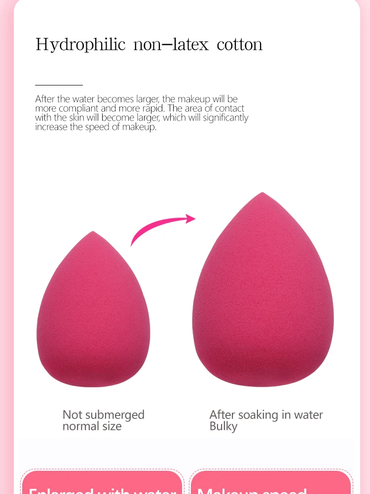Description Picture 6 of item1 pc Makeup Sponge Water-drop Shape Foundation Concealer Sponge Mix Powder Cosmetic Puff women Make Up tools