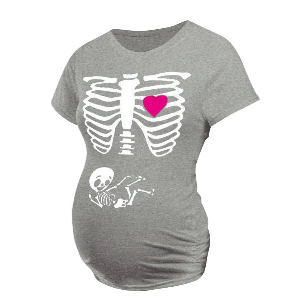 ARLONEET одежда для кормления топы с короткими рукавами и принтом скелета Футболка для беременных Повседневная одежда футболка на Хэллоуин