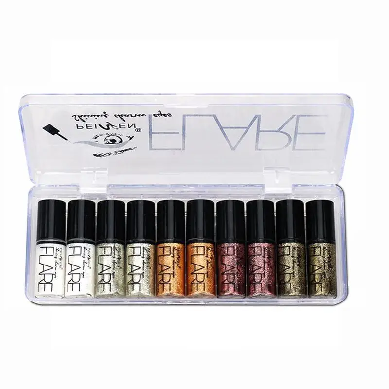 10 pcs/set 5 colors White Gold Glitter Eyeshadow Waterproof Liquid Eyeliner Long Lasting Waterproof Long Makeups Cosmetic