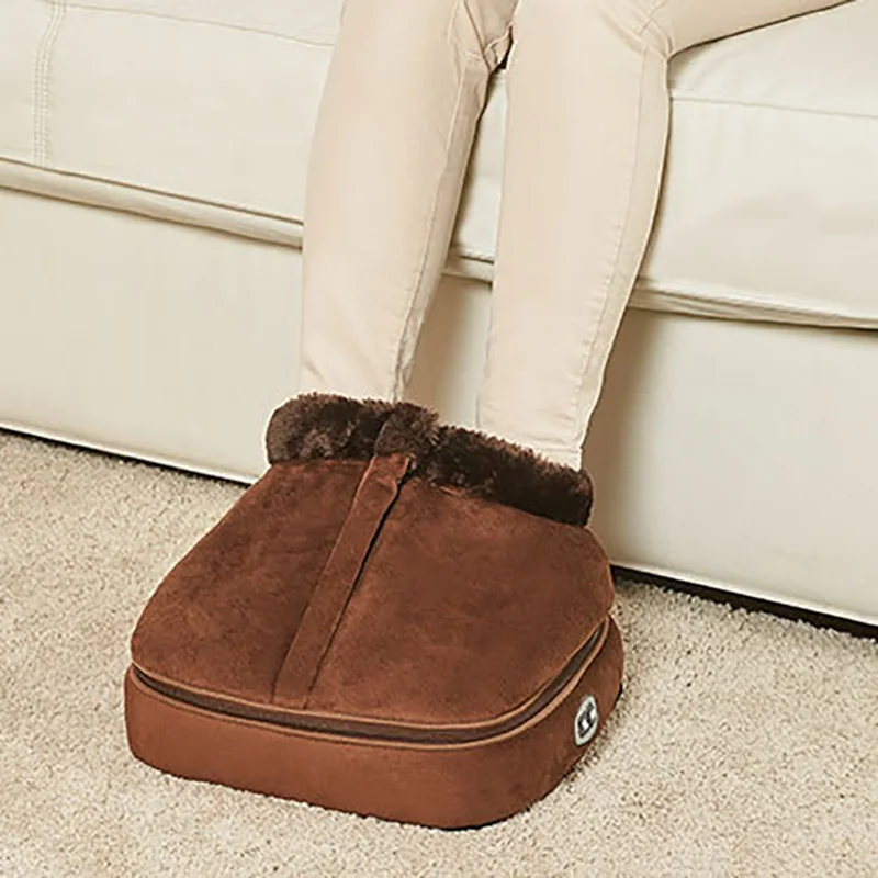 Electric Heated Foot Warmer Cosy Unisex Velvet Feet Heated Foot Warmer Massager Big Slipper Foot Heat Warm Massage Shoes