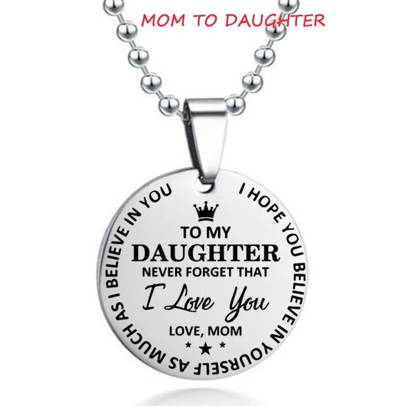 Ожерелье из нержавеющей стали с гравировкой для моей дочери сын круглые подвески