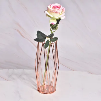 

Retro Iron Line Vase Hydroponic Plant Flower Vase Home Decoration Metal Plant Holder Nordic Styles Iron Vases Ornament