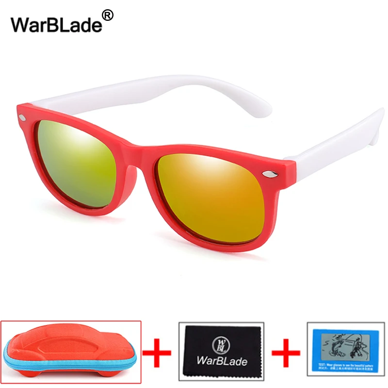 WarBlade Детские поляризованные солнцезащитные очки TR90 детские солнцезащитные очки для мальчиков и девочек детские силиконовые защитные очки UV400 очки с коробками - Цвет линз: red white 2