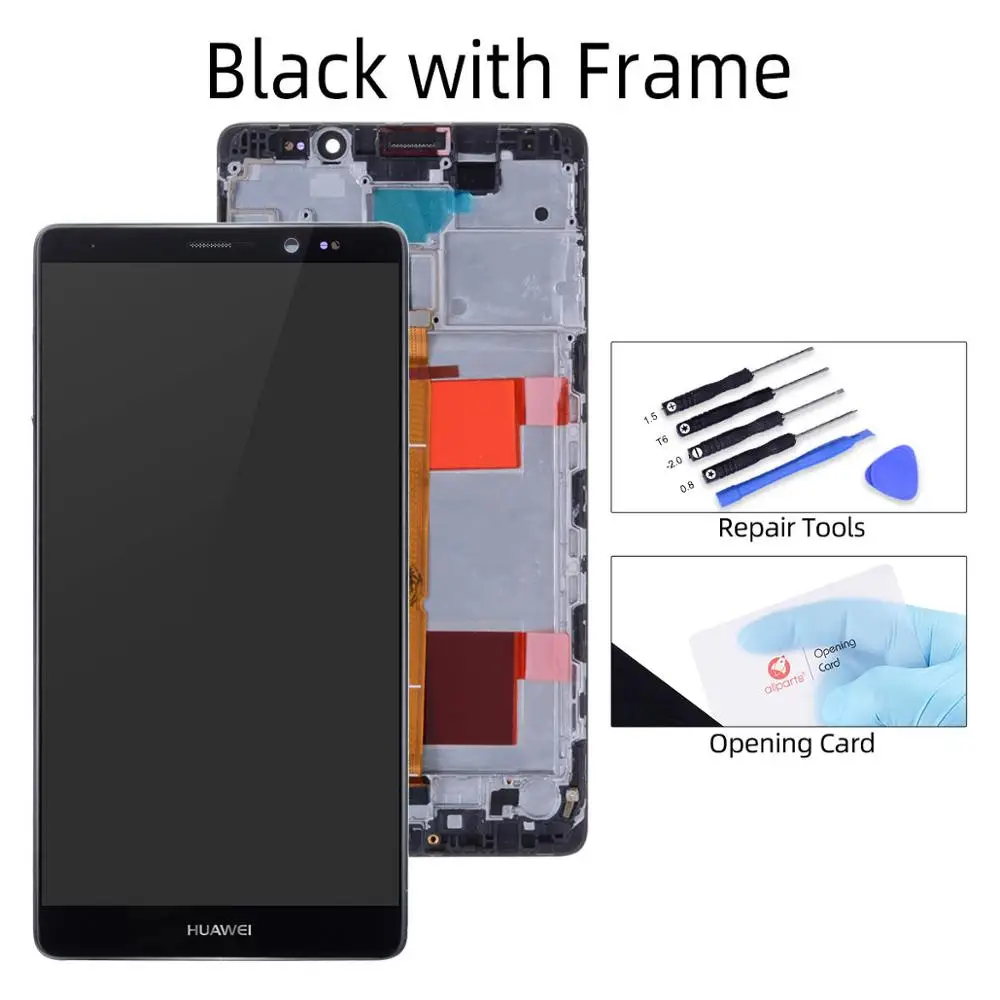 Black with Frame Дисплей для HUAWEI Mate 8 LCD в сборе с тачскрином на рамке 6.0'' черный белый золото кофе мокко - Цвет: Black with Frame