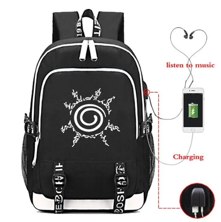 Наруто рюкзак Uzumaki Наруто Модный usb рюкзак для ноутбука для девочек мальчиков подростков детская классная книжная сумка - Цвет: 09