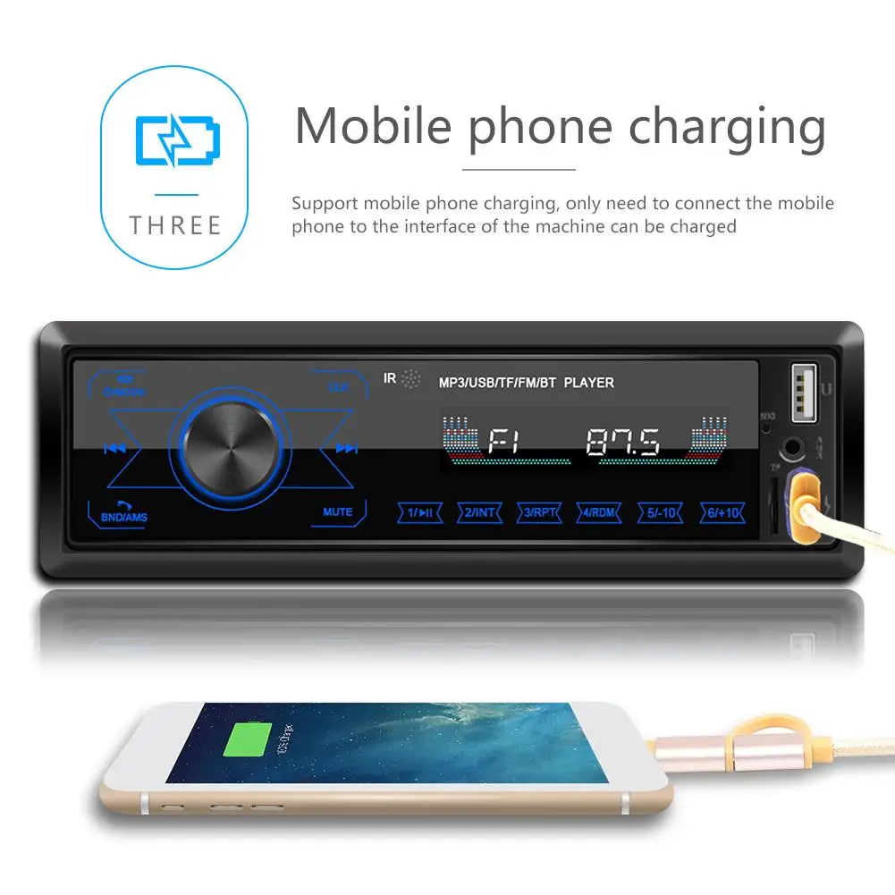 Автомобильный мультимедийный плеер Bluetooth стерео Авто Радио сенсорный экран MP3 музыкальный плеер с цветным светильник для автомобиля входной приемник