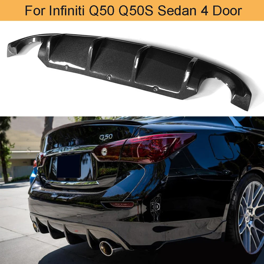 Carbon Fiber Car Rear Bumper Diffuser Lip Spoiler For Infiniti Q50 Q50S Sedan 4 Door Standard Sport 2013-Rear Diffuser