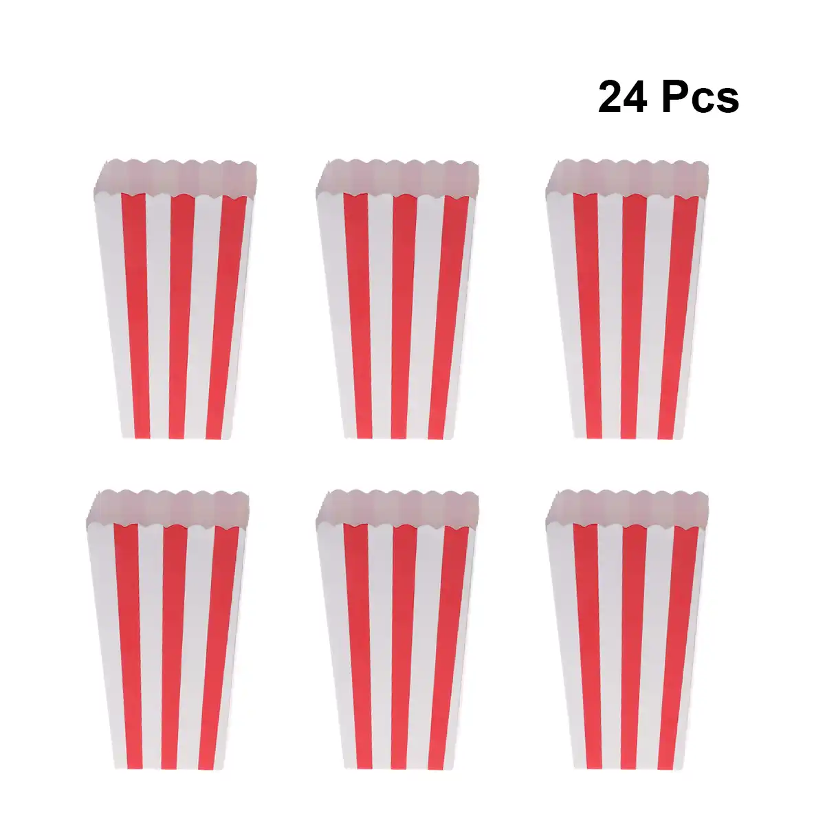 24pcs Paper Popcorn Boxes Holder Striped Popcorn Box Party
