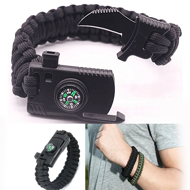 Multifunctional folding knife outdoor mountaineering military tactical camping rescue emergency rope EDC compass bracelet | Инструменты