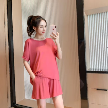 

681# Summer Thin Modal Maternity Homewear Plus Size Loose Sleep Lounge Wear for Pregnant Women Short Pregnancy Clothing Suits