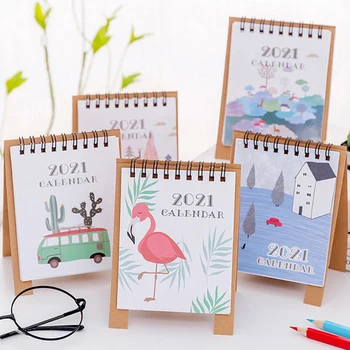 

2021 Mini Flamingo Desktop Paper desk Calendar dual Daily Scheduler Table Planner Yearly Agenda Organizer kids stationery gift