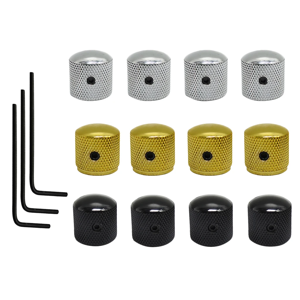 4Pcs Metal Pot Tone Volume Knob Control Button Push with Wrench for Guitar Bass Parts