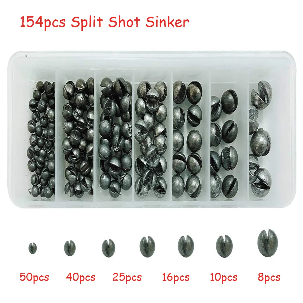 

154 pcs/lot 0.31g-7.5g Carp Fishing Solid Oval Split Shot Lead Sinker Fishing Lure weight Accessories tool 7 Sizes Lead Sinker#3