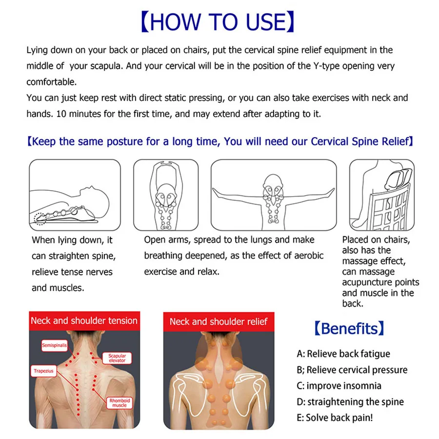 Correct Cervical Vertebra Lumbar Traction Straight Spine Spine Relax Back Massage Board Brace Back Stretching Device Health Care