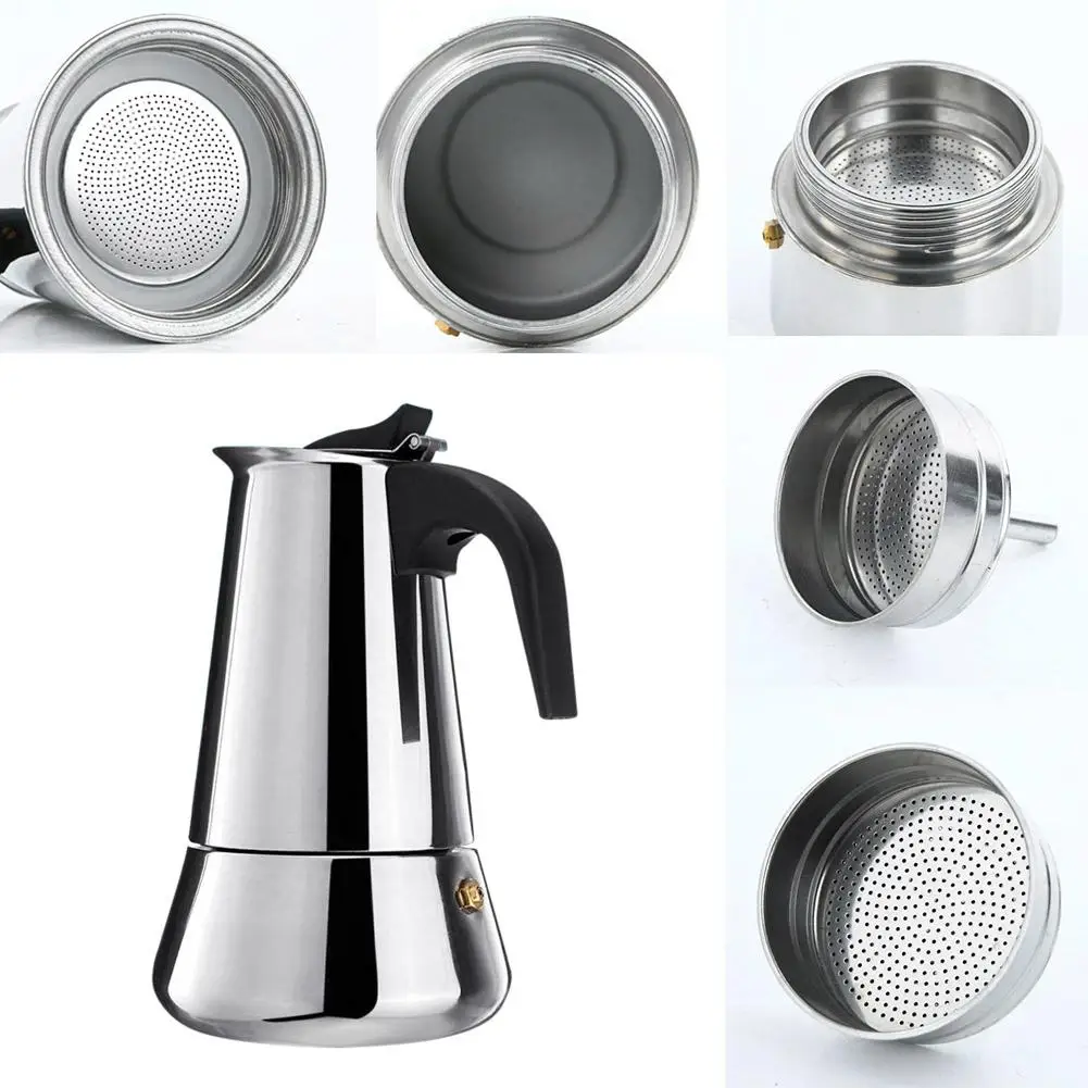 Stainless Steel Coffee Maker Coffee Pot Moka Pot Geyser Makers Kettle Brewer Latte Percolator Stove Tools