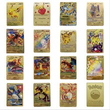 

New Pokemon Gold Metal Card Mewtwo GX MEGA V&Vmax Gold Card Super Game Collection Anime Cards Toys for Children Christmas Gift