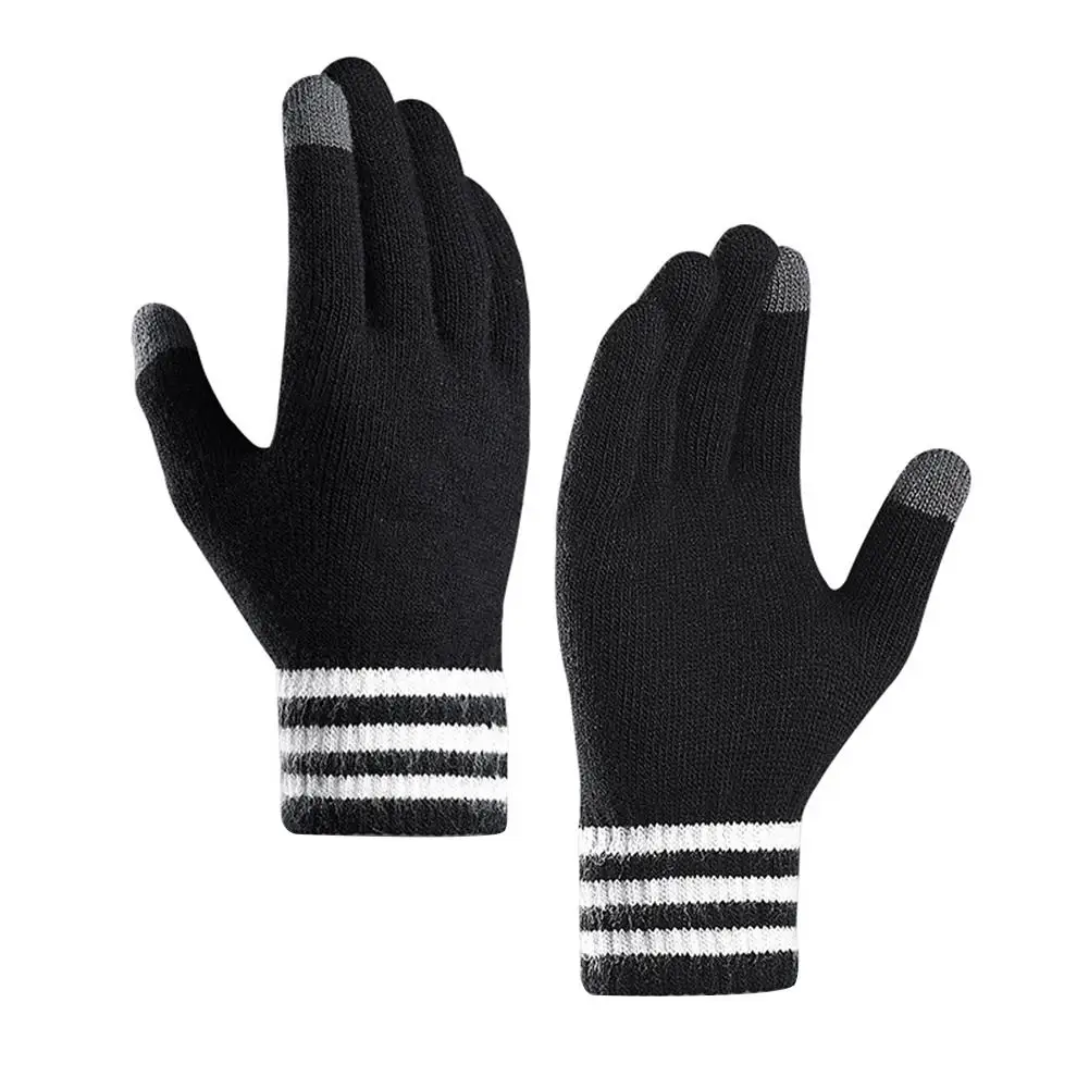 Вязаные шерстяные перчатки, перчатки для сенсорного экрана, мужские зимние утепленные флисовые перчатки для езды на велосипеде, теплые студенческие перчатки для влюбленных