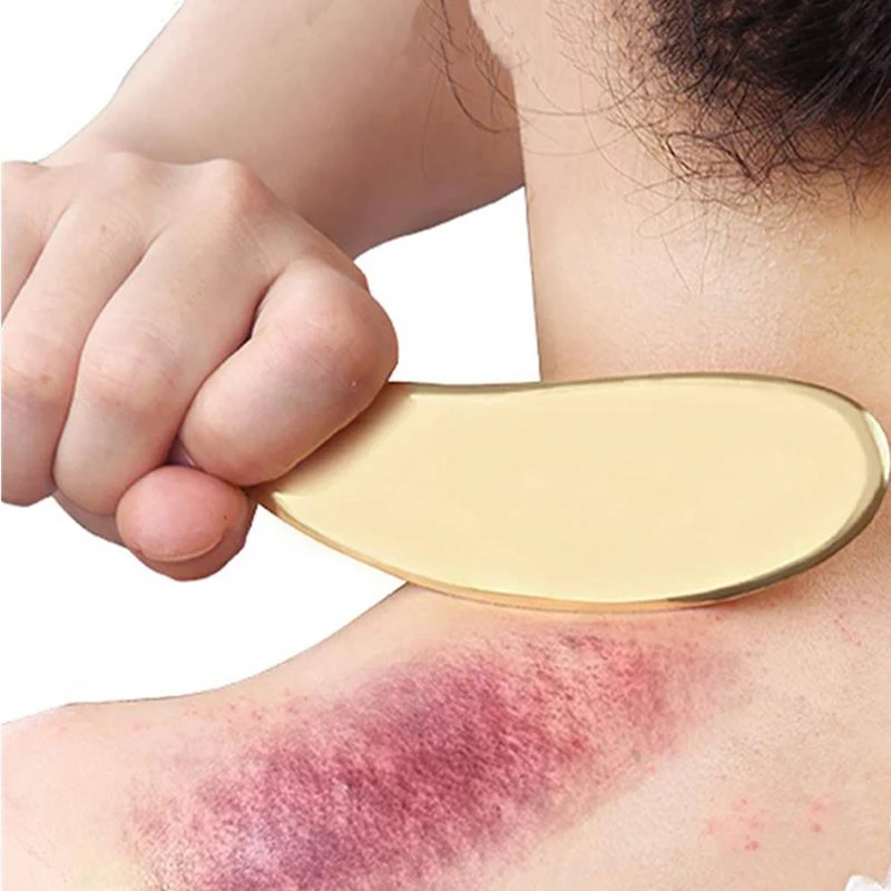Чистая латунь Gua Sha доска инструмент для массажа тела Иглоукалывание очищающий массажер земснаряд Меридиан назад шеи груди выскабливание здоровье SPA