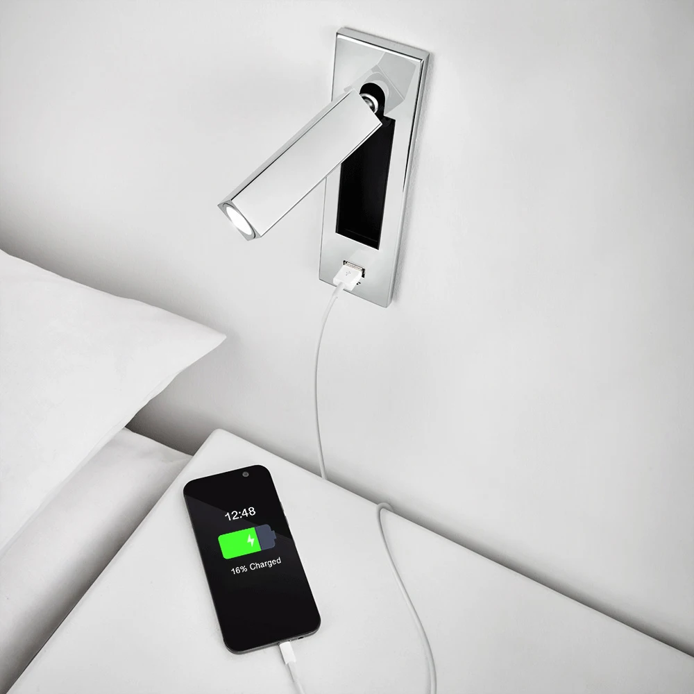 Регулируемый 2 Вт светодиодный настенный светильник USB зарядное устройство для помещений алюминиевый настенный светильник встраиваемый изголовье прикроватный светильник для крыльца