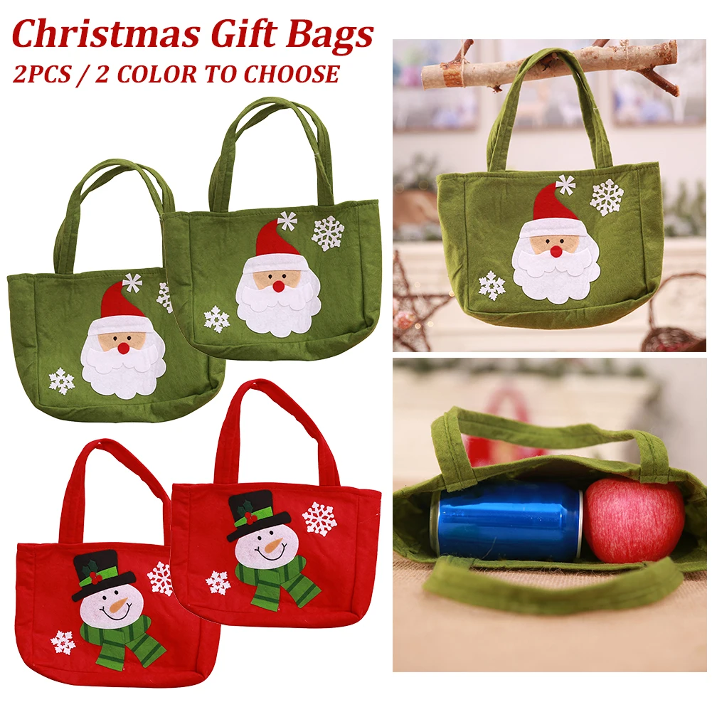Gift Bag Hanging Candy Hand Held Decoration Photography Prop Christmas Cartoon Print Home Cloth Storage Cute Store Portable