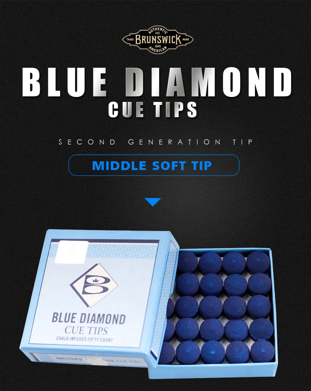 Blue Diamond Cuir Billard Billards Pointes De Queues 9 10 or 11mm 