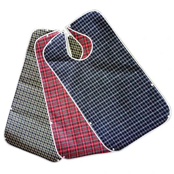 

3PCS Waterproof Washable Adult Eating Bib Cloth Protector Disability Aid Apron with Two snap closure Fixing straps at waist