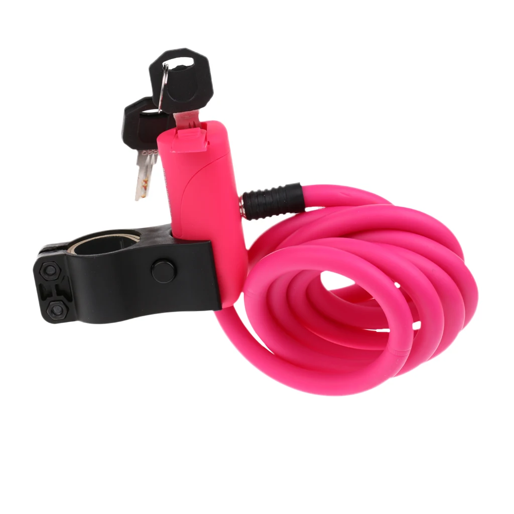 8mm Thick Bicycle Bike Cycle Spiral Steel Cable Lock//Strong Security Chain 2 Key