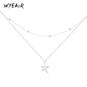

WYEAIIR Star Round Ball Cool Sweet Cute Creative 925 Sterling Silver Female Necklace