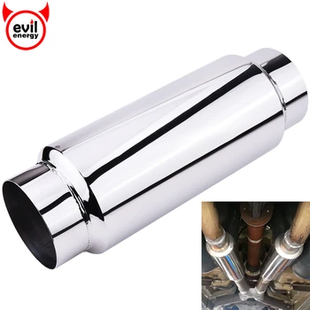

EVIL ENERGY Universal Muffler Exhaust Tip Stainless Steel Tip 4 Inch Inlet/Outlet Muffler Exhaust Pipe