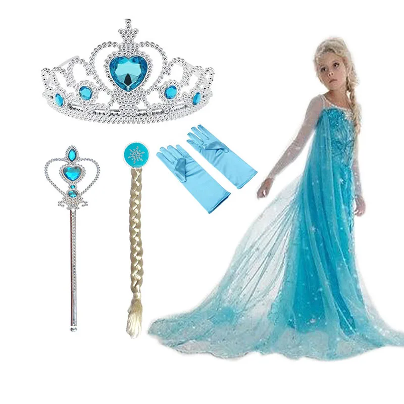 Girls Dress Princess Costume Kids Clothes Elsa Girls Dress Princess Dresses Elza Teenagers Dresses For Kids Children Clothing Anna Elsa Party Snow Queen Cosplay Costumes