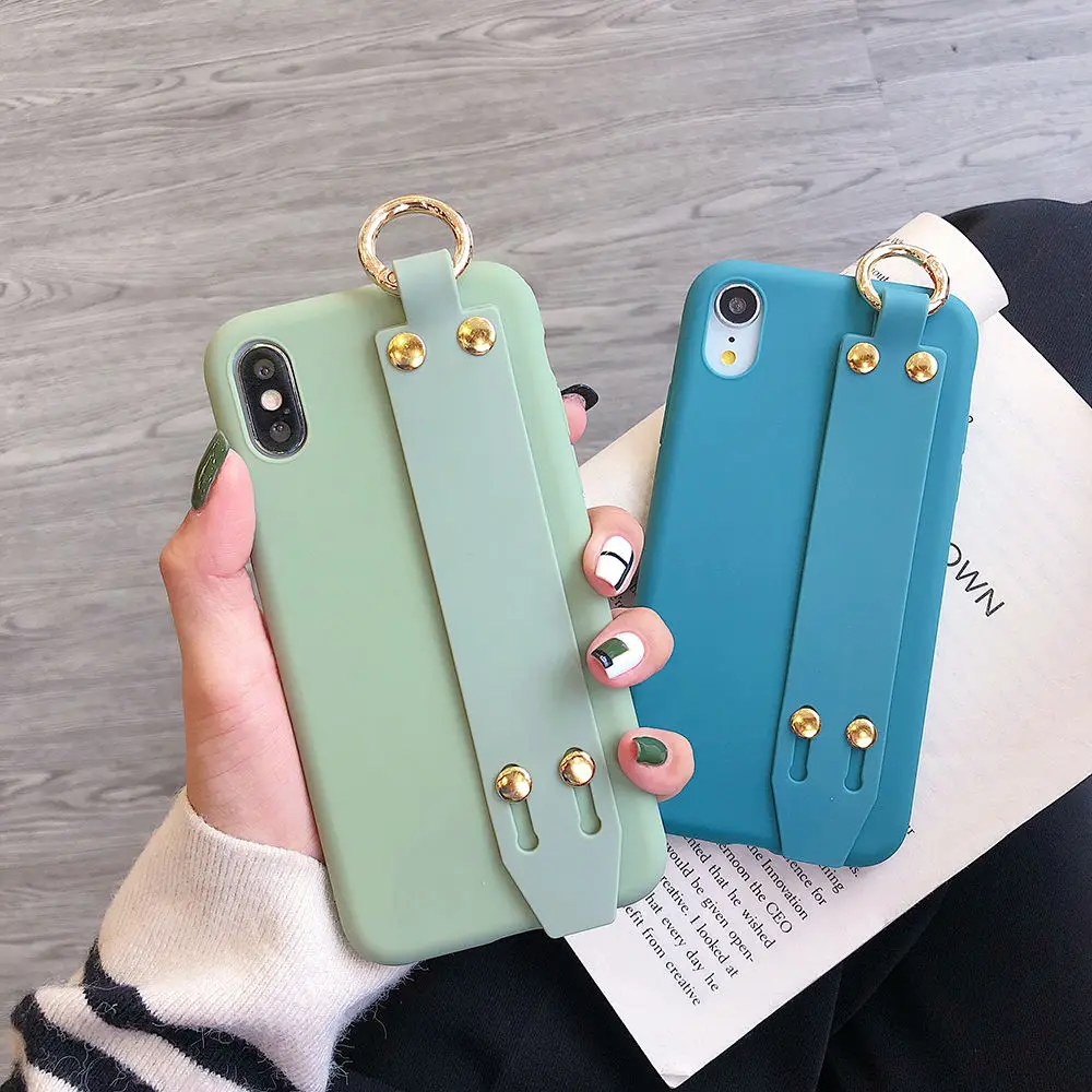 For-iPhone-11-Pro-Max-X-XR-XS-Max-Candy-Color-Wrist-Strap-Holder-Soft-Silicone (1)