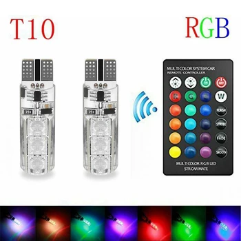

RGB Car lights Wireless remote control Lamp T10 5050 SMD LED Colorful 2pcs DC12V Adjustable LED light New