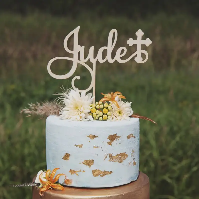 

Custom cake topper, Baptism decorations,Baptism cake topper, God bless cake topper, Name cake topper, Cross cake topper