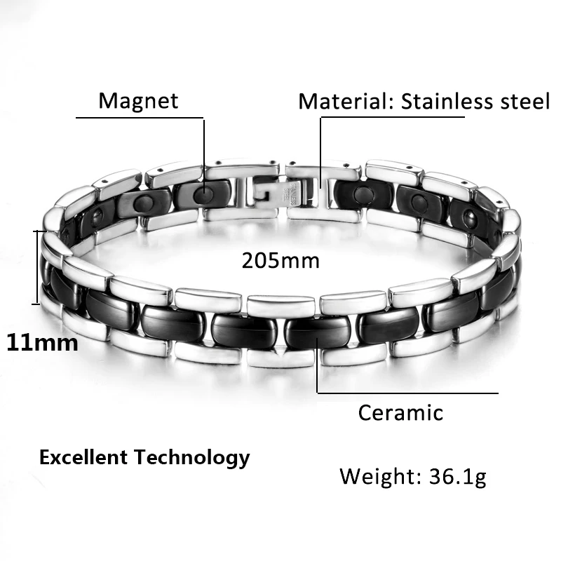 Olowu благородные черные керамические магнитные браслеты для мужчин и женщин Роскошные здоровья энергии терапевтический браслет ювелирные изделия