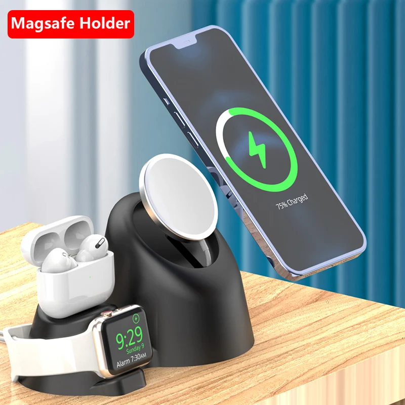 15W Magsafe Charger Holder Stand for iPhone 12 Pro Max iWatch Mount Desktop Fast Charging Magnetic USB Phone Charger Support