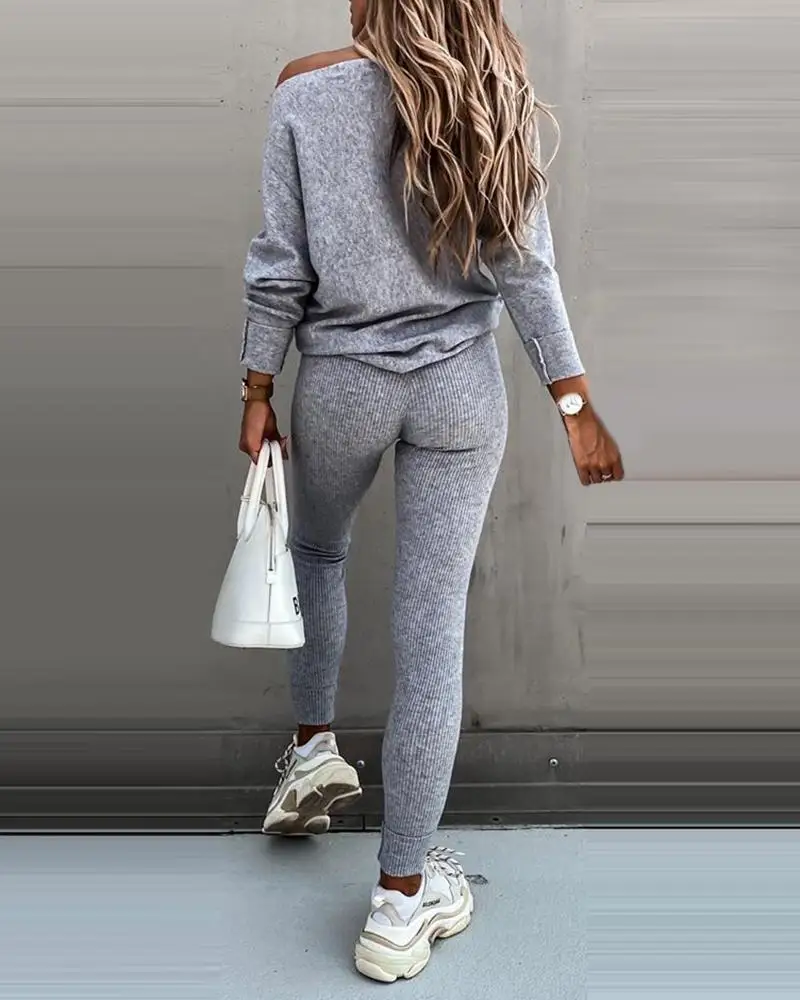 Tracksuit 2 Piece Set Autumn Winter Pullover Top Long Pants Sports Suit Female Sweatshirt Sportswear Suit For Woman