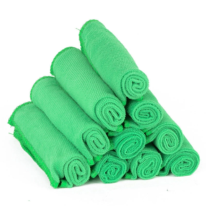 10pcs green 10 шт. микрофибра ткань для чистки автомобиля полотенце для ванной, кухни 30*30 см без ворса полиэстер красный многоразовый кухонные аксессуары - Цвет: 10pcs green