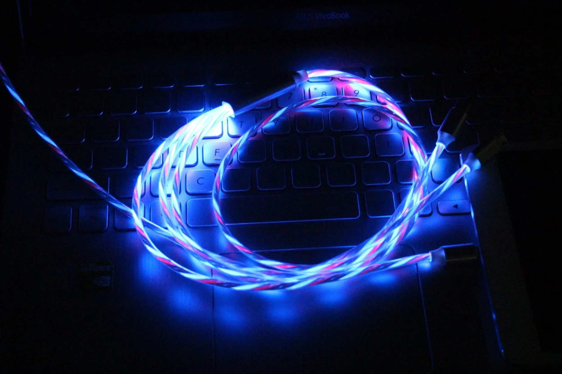 Usb-кабель type-C, светодиодный, светящийся, зарядный кабель для передачи данных, синхронизировать мобильный телефон, кабели для IPhone 6, Android, samsung S9, usb-кабель для зарядки