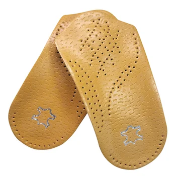 

2PCS Orthotic Insoles Artificial Leather Elastic Washable 3/4 Length Flat Foot Friction Reduce Heel Support High Arch Men Women