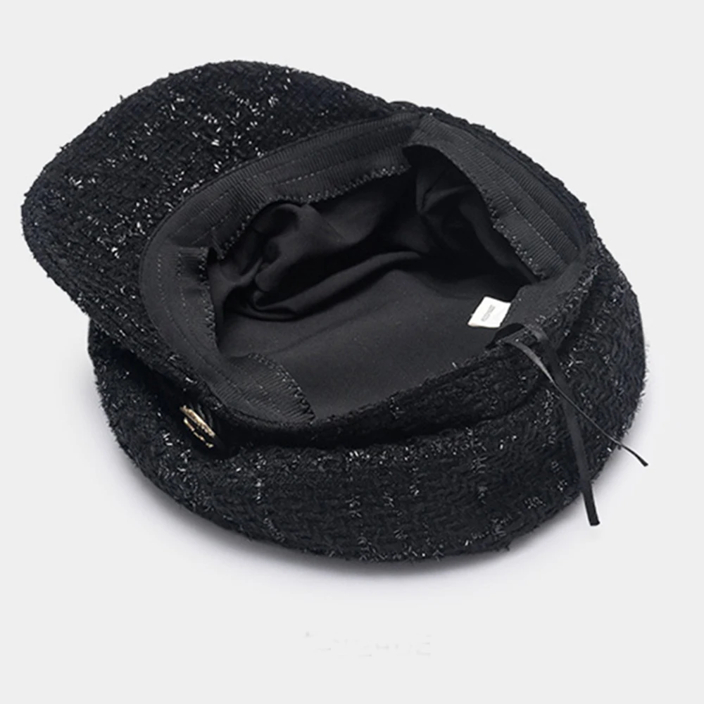 Newsboy Caps Tweed Hat Woman Flat Top Military Visor Cap Female Beret Hats Spring Autumn Winter