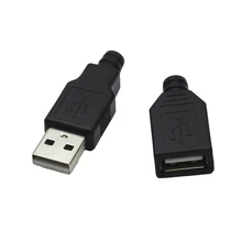 10 шт. Тип женской и мужской USB 4 Pin разъем с черной Пластик крышка USB гнездо, заказ от 5 шт. мужской+ 5 шт. женский