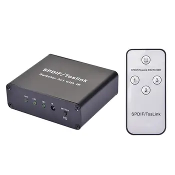 

3 In 1 Out Audio Switching Adapter Digital SPDIF Toslink Optical Fiber Audio Splitter With Remote Control For PS3 HDTV Headphone