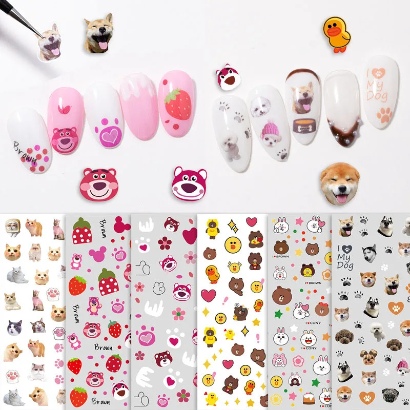 

Super cute Nail Series Nail Art Foils Paper Nail Art Little yellow duck cat claws Slide Decals Nails Accessories 1 pcs