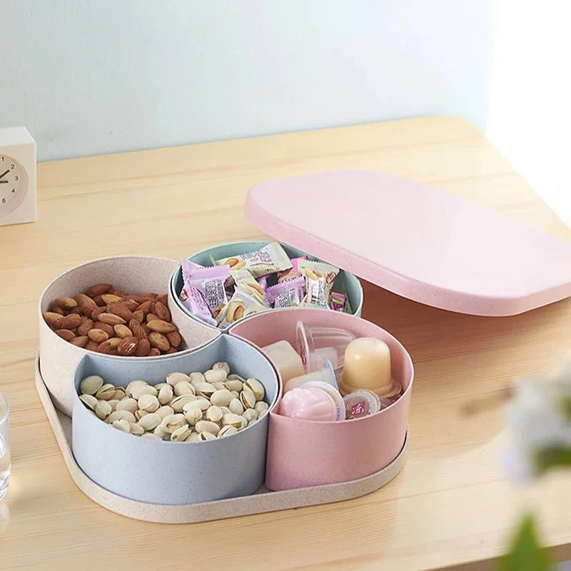 Kitchen Tools 1PC Plastic Separated Candy dish Kitchen Storage Tray Organizer Degradable Wheat Straw Storage Divider