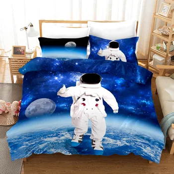 

3D Astronaut Print Bedding Set Duvet Covers Pillowcases One Piece Comforter Bedding Sets Bedclothes Bed Linen 04