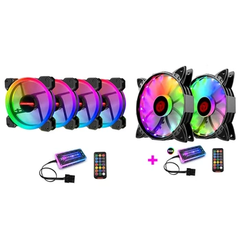 

COOLMOon 2 Set Computer Case PC Cooling Fan RGB Adjust 120Mm Quiet + IR Remote, Four in One & TWO in One